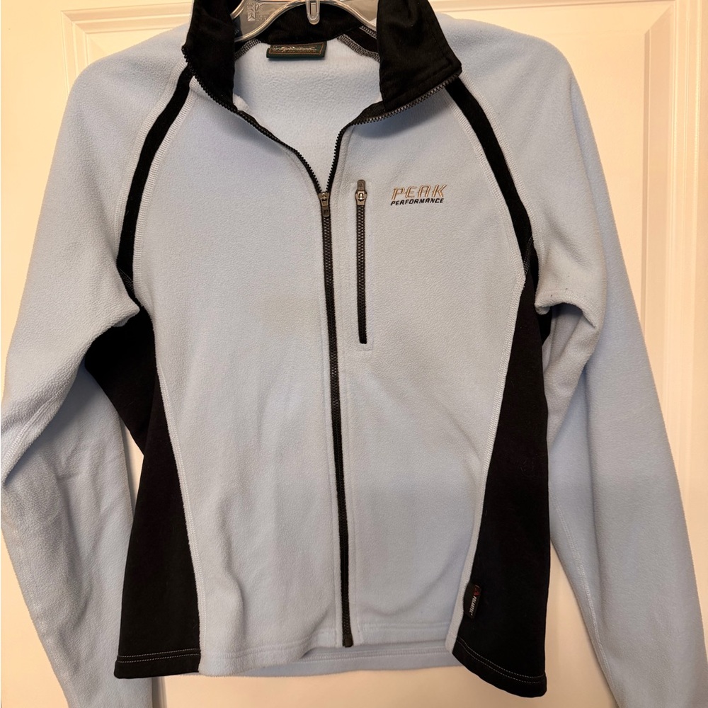 Peak Performance Light Blue and Black Zip Fleece Jacket